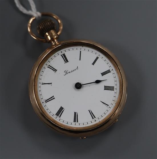 A ladys 9ct gold open face fob watch, Lancashire watch company